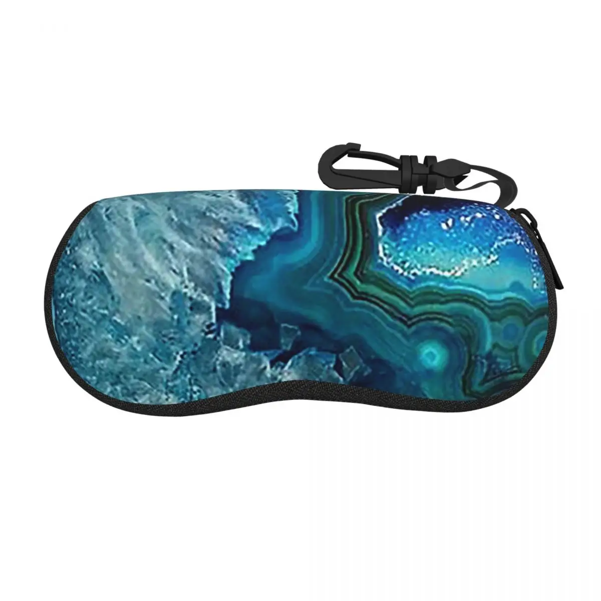 

Teal Aqua Turquoise Blue Rock Agate Mineral Crystals Shell Glasses Case Protector Sunglasses Box Women Men Eyeglasses Bag Pouch