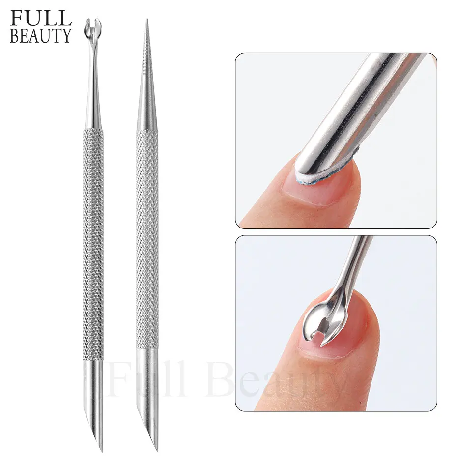 Stainless Steel Cuticle Pusher Stick Cutter Nail Polishing Dead Skin Remover Pusher Sanding Files Manicure Pedicure Care Tool