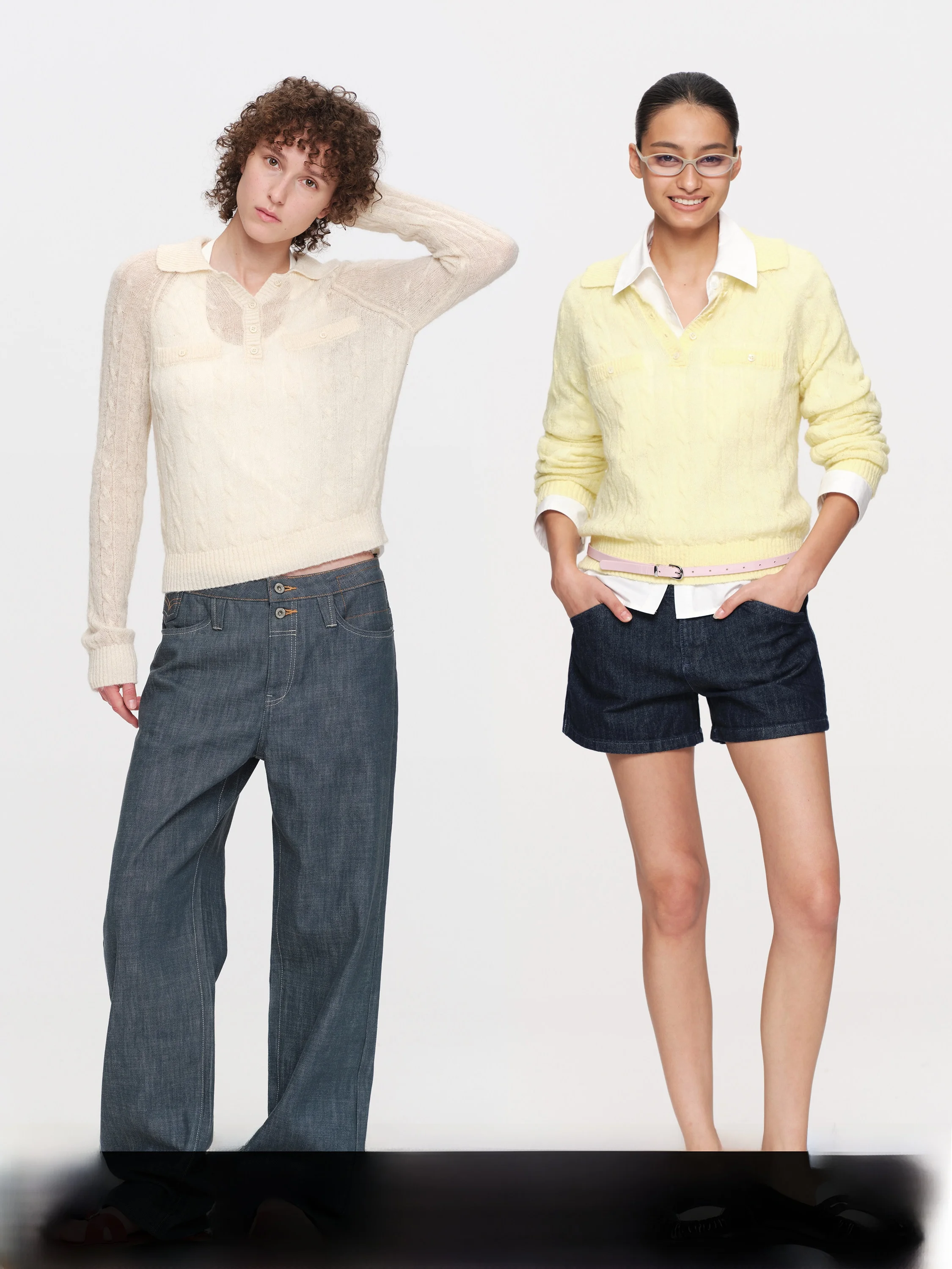 

SMIIILE Early Spring Ne Knitwear Long Sve Women's Fitted Turn-down Collar Sweater Thin Pure Color Commute Sle