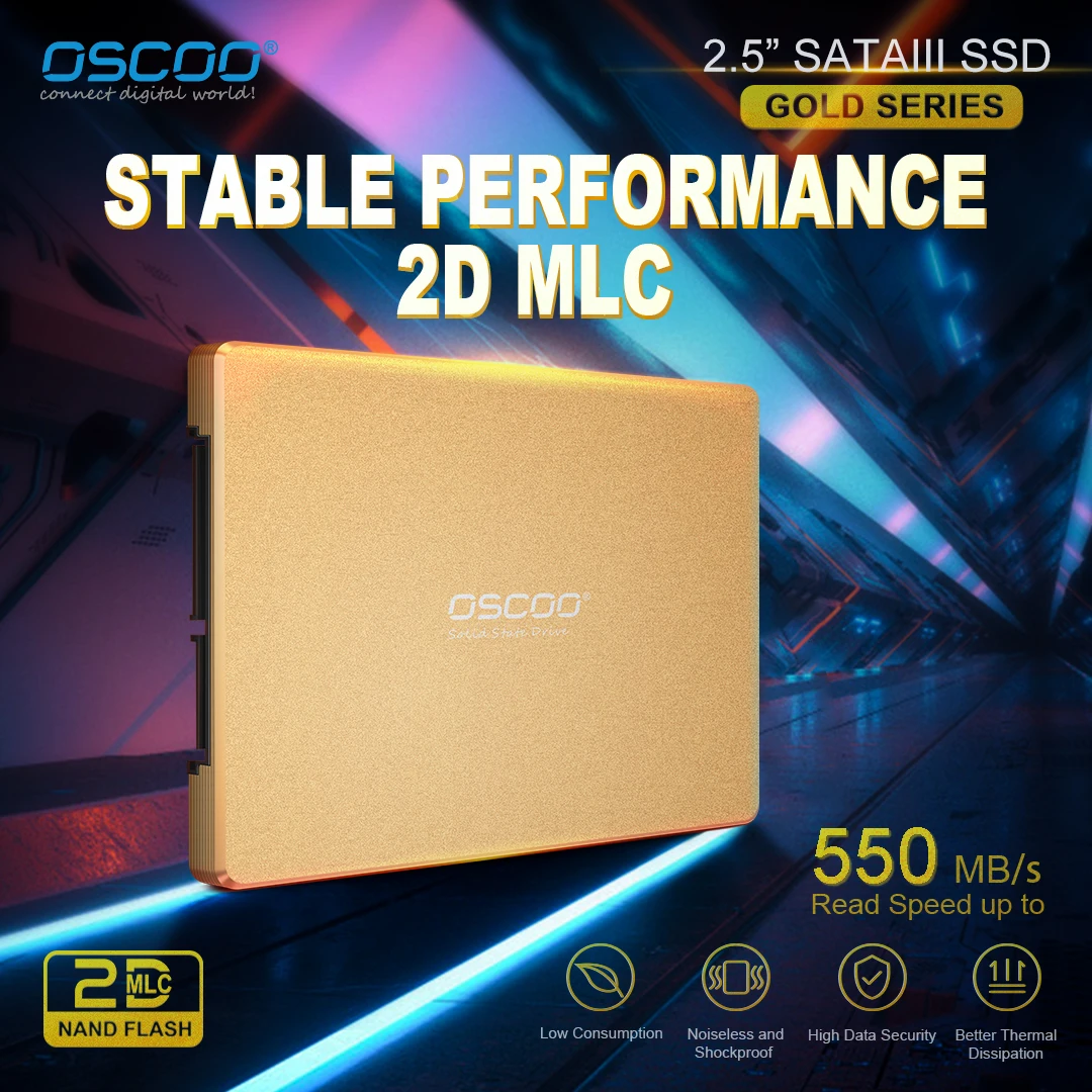 

OSCOO SSD Hard Disk 2.5 Inch SATA3 SSD 2D MLC Internal Hard Drive 128GB 256GB 512GB Hdd Hard Disk for Laptop Desktop