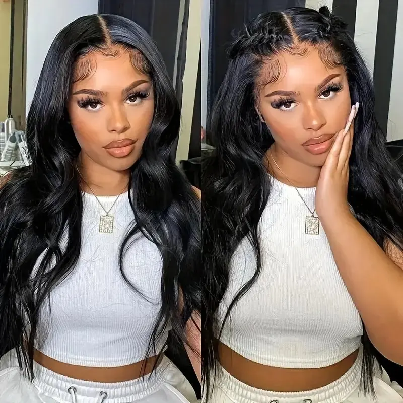 Rosabeauty HD Body Wave Nature Color 13X6 Transparent Lace Frontal Wig 13X4 Front Human Hair Glueless Wig 250 Density