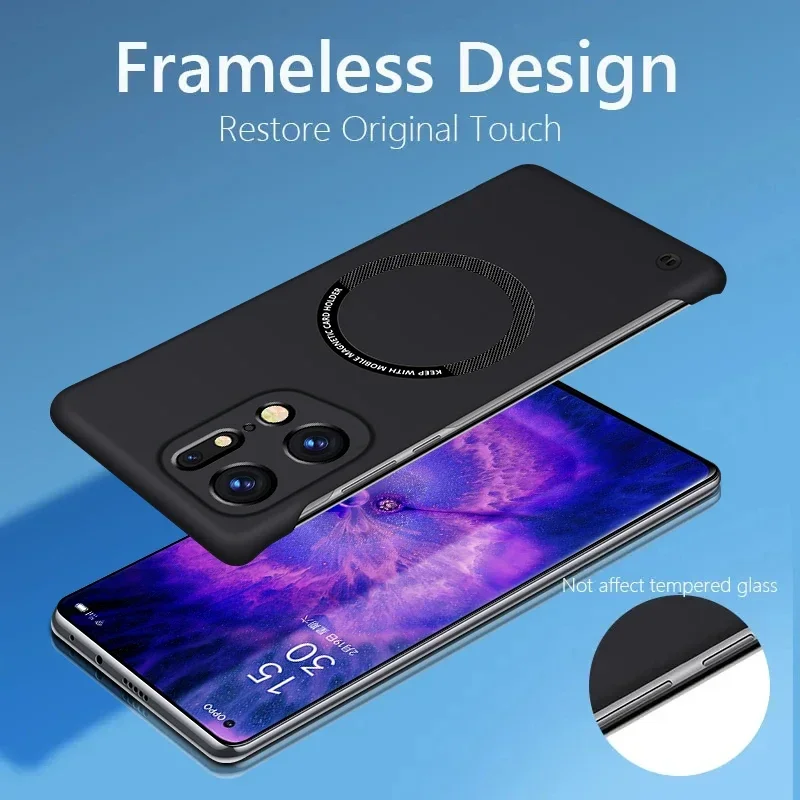 Etui na telefon OPPO Find X8 X3 X5 Pro bez ramki, kompatybilne z bezprzewodowym ładowaniem i magnetyczną cewką, z matowym tyłem. — zdjęcie produktu 5
