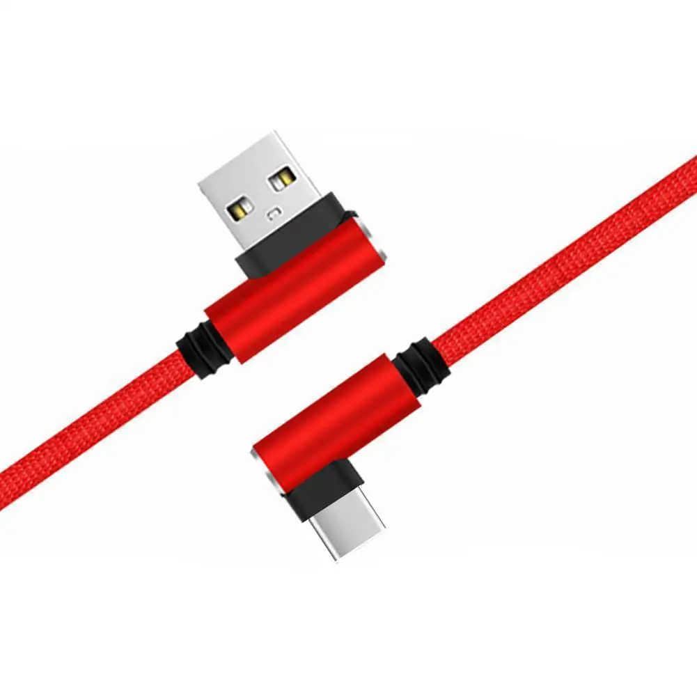 Double Elbow 90 Degrees Mobile Phone Cables Cowboy Braided Wire Data Transmission USB Cable For Micro Type C USB