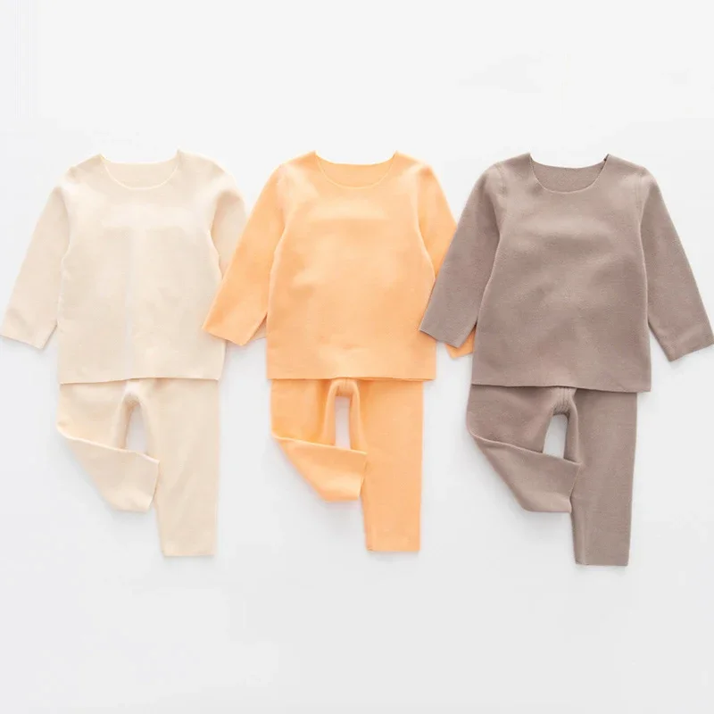 Pajamas For Children Autumn Winter Baby Girls Clothes Pajama Set Teenager Boys Casual Sleepwear Kids Thermal Underwear O-neck