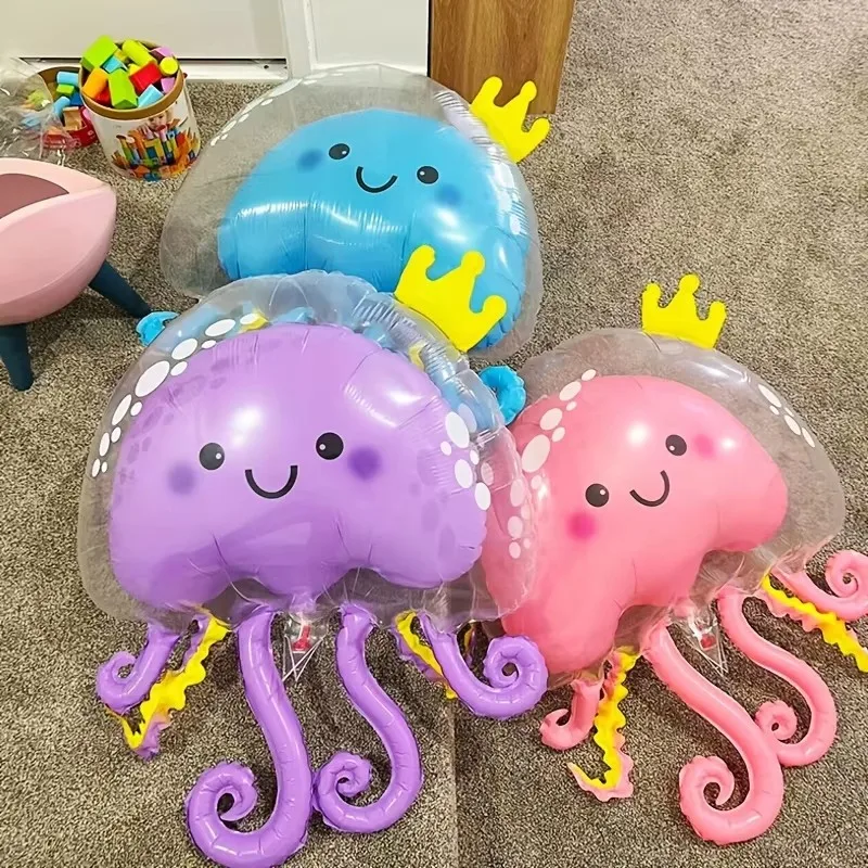 Cartoon Quallen Aluminium Folie Ballon Ozean Meerjungfrau Thema Geburtstag Party Dekoration Geschlecht Offenbaren Baby Dusche Foto Requisiten – Detail 4