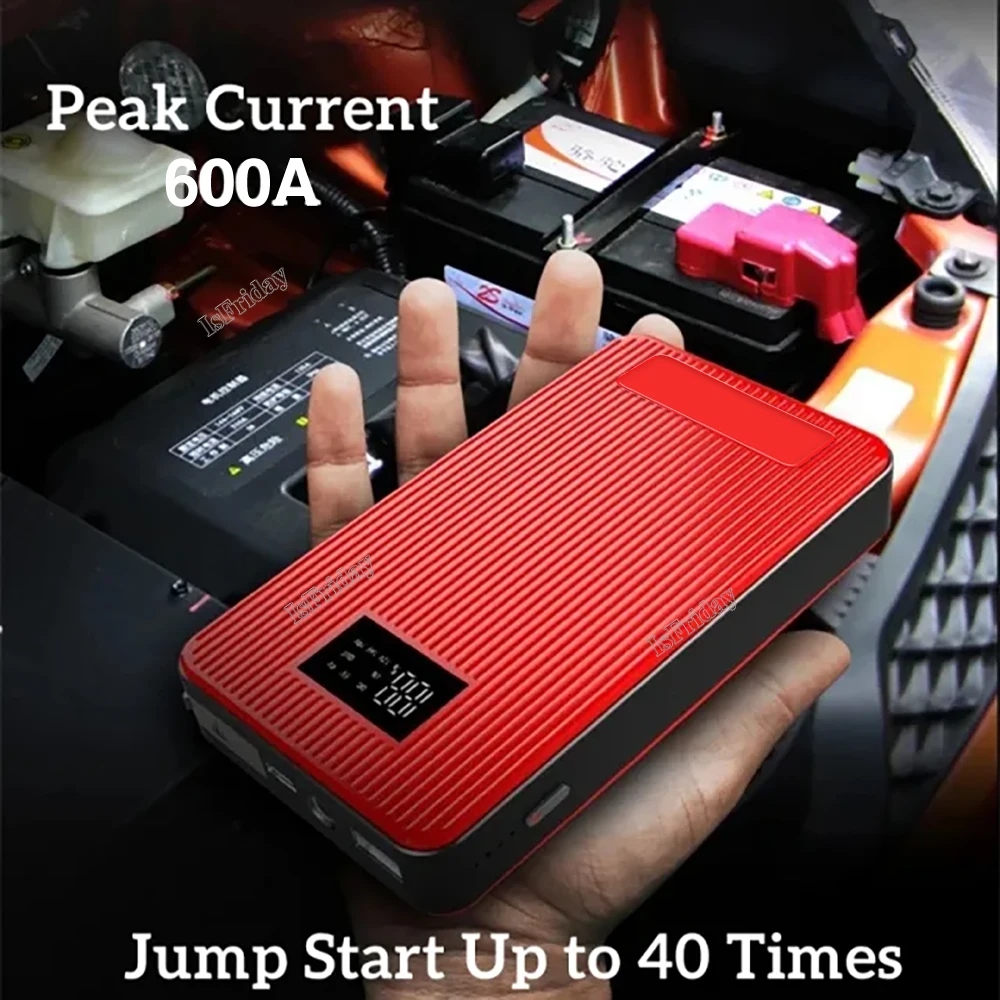 12V Car Jump Starter 22000mAh Power Bank Auto Starting Device 600A Car Battery Booster Emergency Buster Jump Start Cable