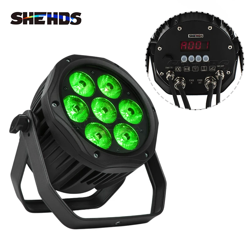 SHEHDS Waterproof LED Par7x18W 6in1 RGBWA+UV Light Outdoor IP65 DMX Effect Stage Professional DJ