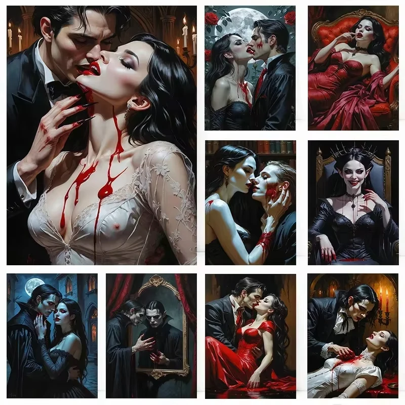 

MINISO DIY картина маслом по номерам готические фигурки любителей вампиров украшение дома живопись стены спальня декор комнаты подарочные рамки