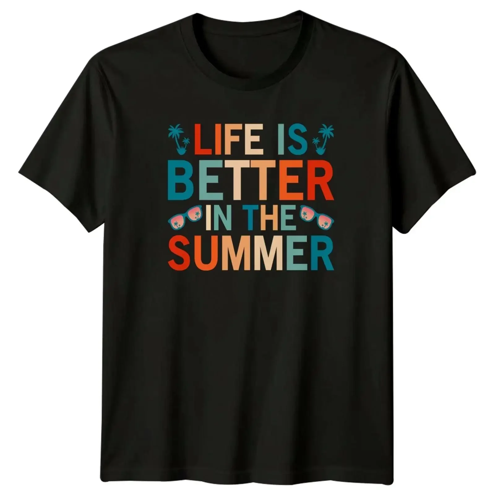 Camiseta con estampado gráfico de Das Leben ist besser im, estilo vintage lavado, para uso diario, regalo de verano para él y ella, elástica