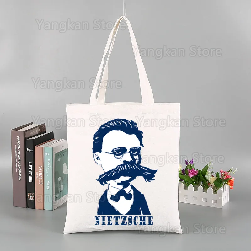 God Is Dead Friedrich Nietzsche Nihilist Shopper Bags Shopping Tote Shoulder Canvas Bags Large Capacity College Handbag