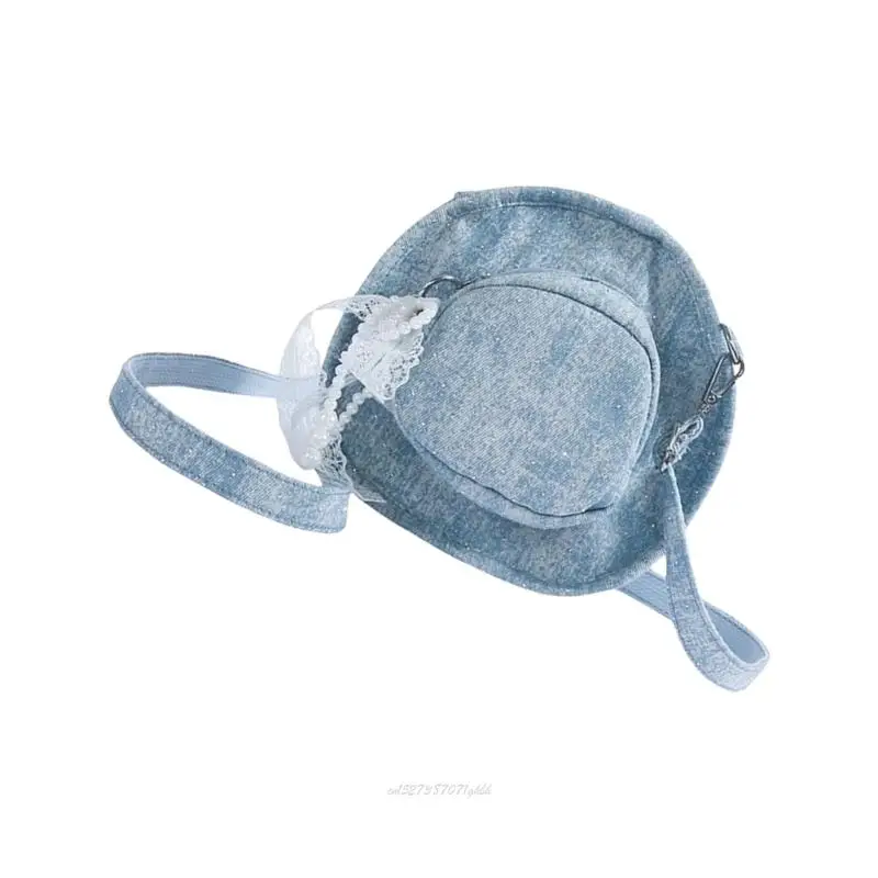 x5xa-moderno-chapeu-forma-bolsa-ombro-com-lacos-renda-charme-espacoso-bolsa-ombro-pratico-jeans-crossbody-bolsa