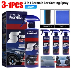 3-1PCS 3 in 1 Ceramic Car Coating Spray Eliminate Dirt Stain 120ml Scratch Nano Repair Spray Detail Spray for Boats Motorcycles