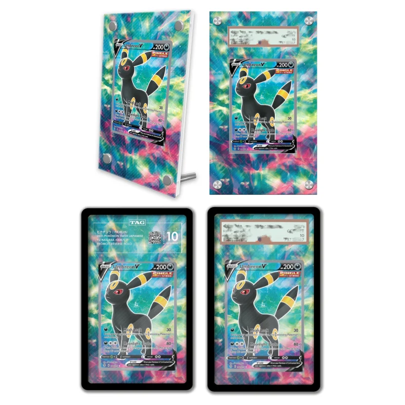 Boîtier de protection en acrylique pour figurine de jeu Pokémon Evolving Skies Umbreon, avec porte-clés, modèle de collection