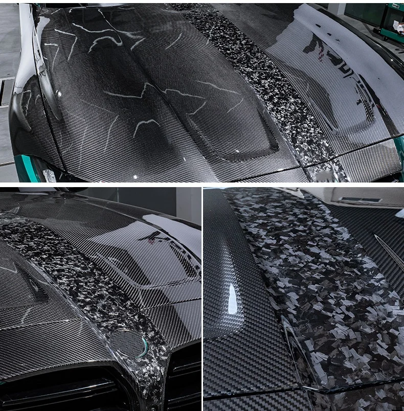 Dry Carbon Fiber Hood Fog Light Trim Front Lip Canards Side Corner Side Skirts Rear Diffuser Spoiler Fender For  M3 G80