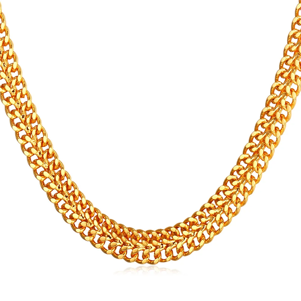 Gold/Rose gold/Silver Color Double Row Parallel Welded Chain Necklace Fashion Jewlry