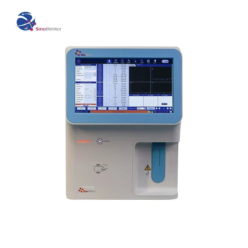 Sinothinker 14 Inch Color Touch Screen 5 Part Hematology Analyze CBC Machine Full-auto Hematology Analyzer Up to 100,000 results