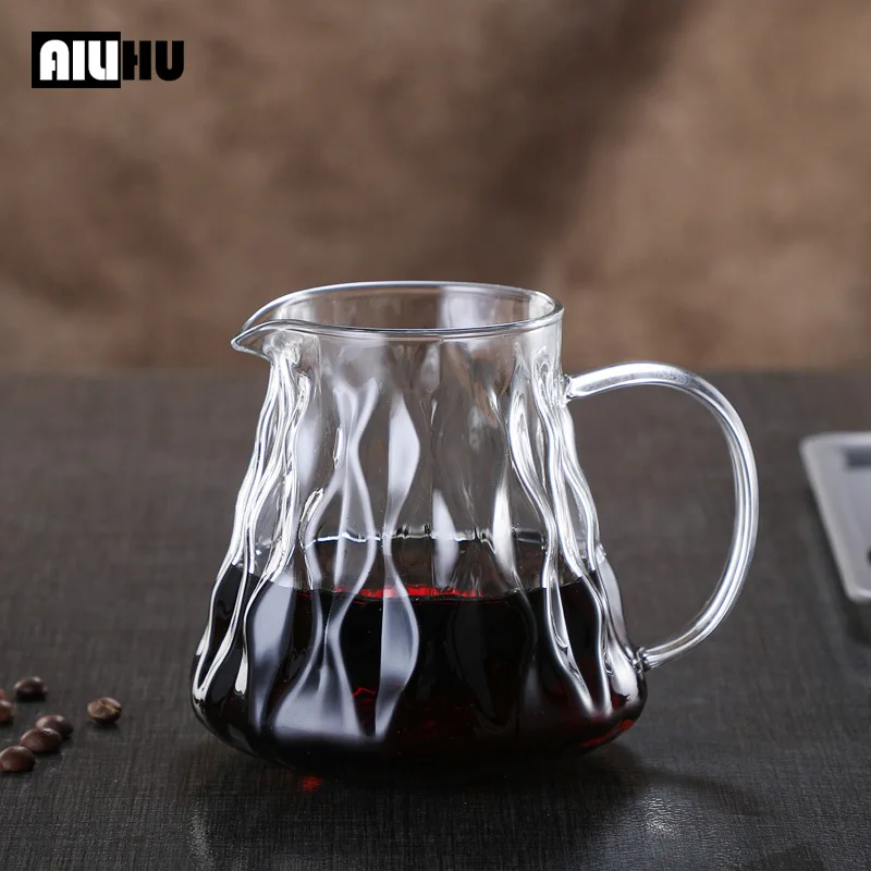 AILIHU Coffee Pot Glass Sharing Pot 60° Coffee Filter Cup Hand Brew Coffee Set Tools Support 500ML