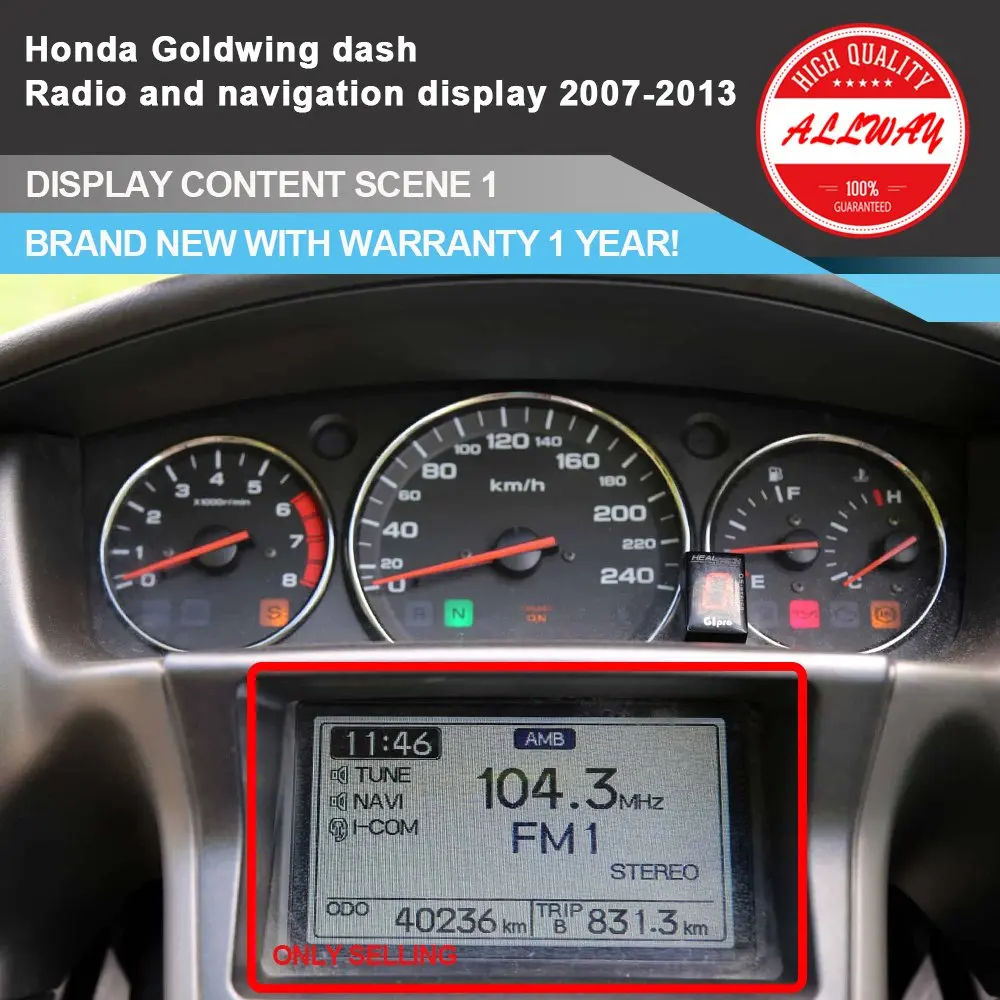 GPS Radio LCD Display for Honda Gold Wing GL1800 2007-2013 Gauge Cluster Screen Replacement 37100-MCA
