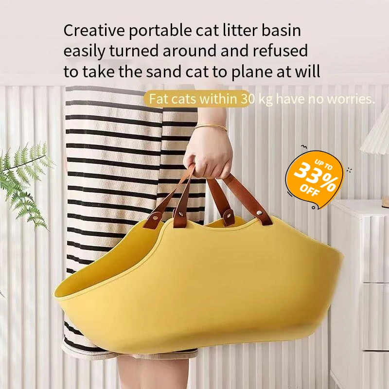

Портативный ящик для кошачьего туалета, большой дорожный лоток с открытым верхом и ручкой, складной легкий туалет для домашних животных для домашнего использования (оптовая продажа)