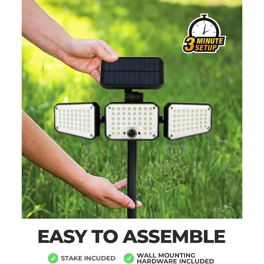 Luz exterior con energía solar, reflector LED impermeable con sensor de movimiento para patio, porche, patio