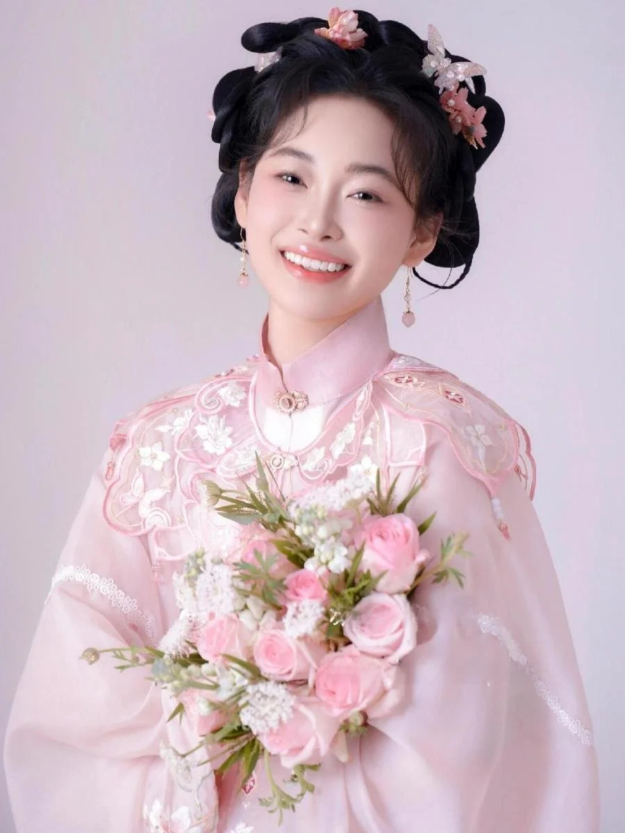 2024 Hanfu Wedding Dr Couple Photoaphy Props Floral Hairpin Pink Ancient Chinese Sle Studio Photo oot Traditional Co...