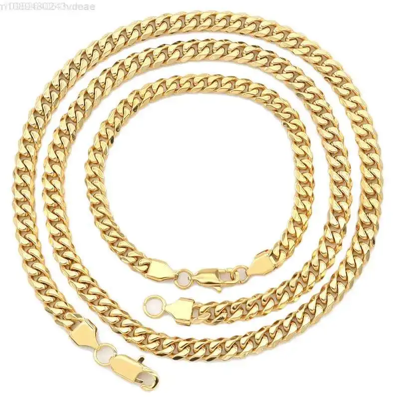 

Stainless Steel Hip Hop Gold Plated Chunky Cuban Chain Necklace Geometric Cuban Link Chain Necklace for Unisex