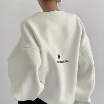 Vintage Pullover Letter Embroidery Long Sleeve Casual Streetwear Hip Hop Sweatshirt Baggy All-match O-neck Loose Oversize Hoodie