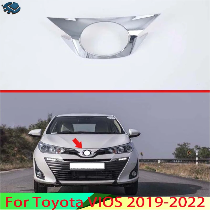 

For Toyota VIOS 2019 2020 2021 2022 Car Decoration ABS Chrome Front mark on both sides of the middle net cover frame