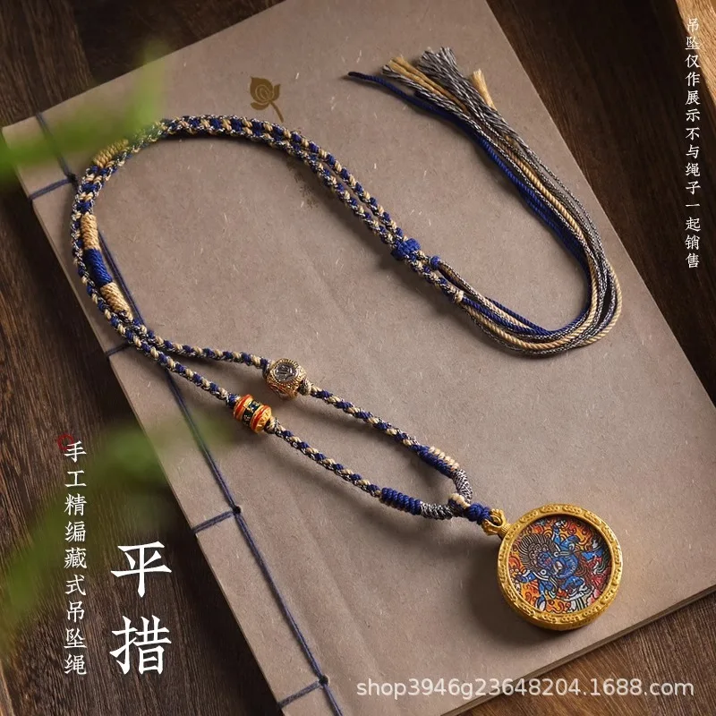 

Hand Rubbed Cotton Tibetan Thangka Necklace Woven Rope Neck Hanging Jade Buddha Pendant For Men And Women Lucky Jewelry