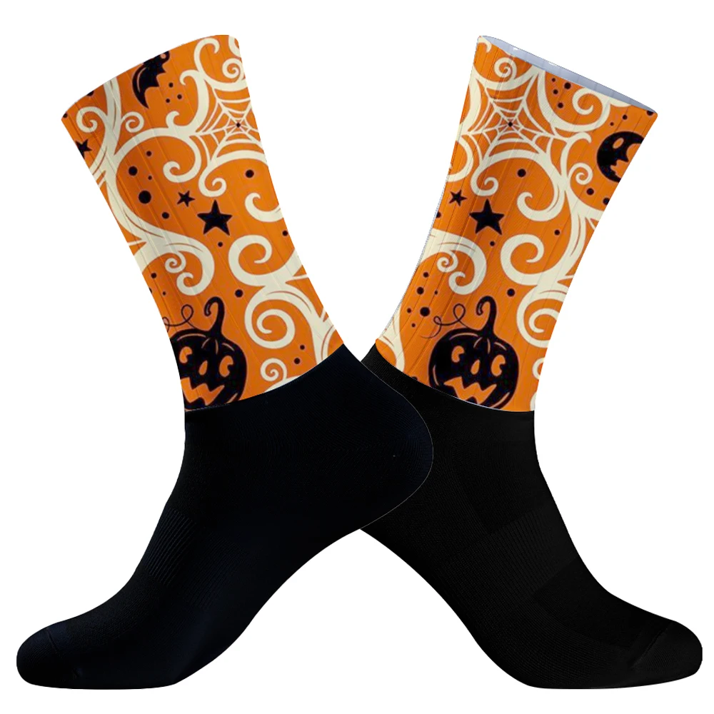 Chaussettes athlétiques mi-mollet pour hommes et femmes, absorbant la transpiration, respirant, sport, cyclisme, course à pied, Halloween