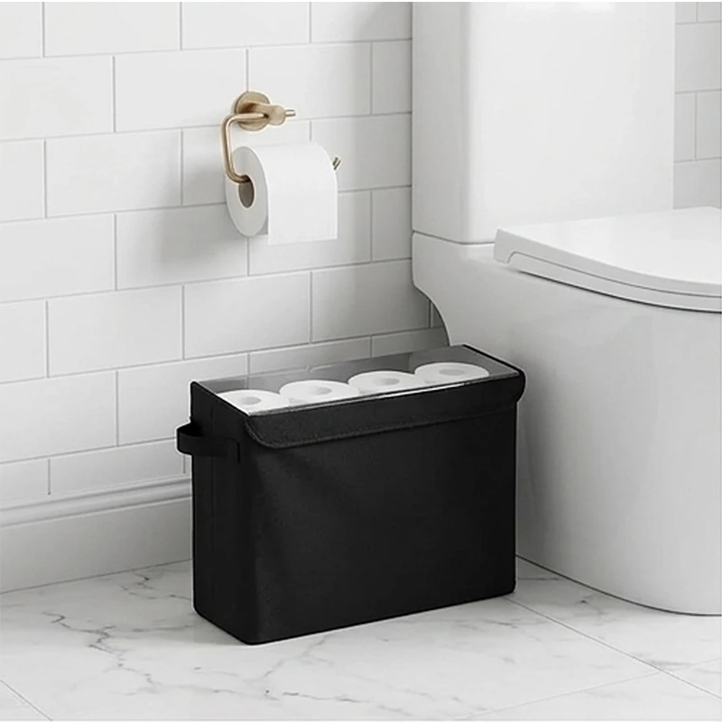 Elegant Storage Basket Foldable Organizer for Bathroom Home Kitchen PVC Window Tissue Box Water Resistant Oxford Cloth Bin