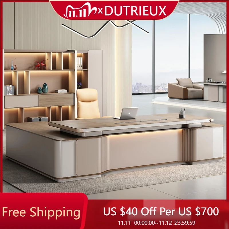 

High End Work Office Desk Executive Boss Light Luxury Design Computer Desks Modern Storage Escritorio Oficina Office Furniture