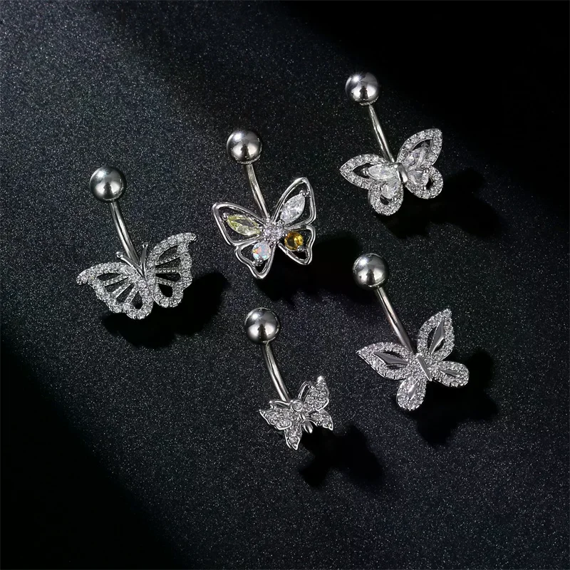 Titanium Navel Multiple Styles Butterfly Umbilical Jewelry Women's Fashion Perforated Jewelry Umbilical Nail