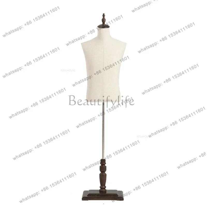PG European Full Body Mannequin for Mens Suit Display Solid Wood Half Length Clothing Rack with Hands Ideal for Boutique Store