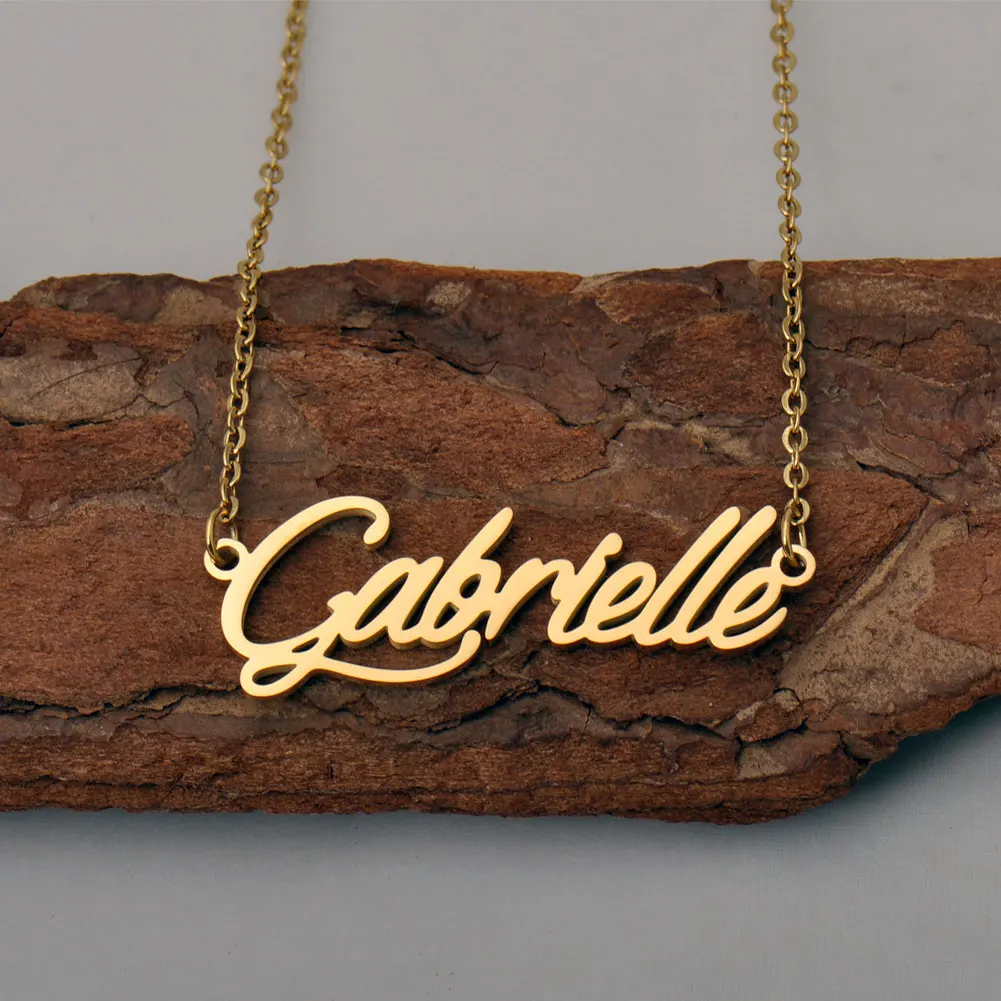 

AOLOSHOW Gabrielle Gold Color Name Necklace for Women Stainless Steel Personalized Jewelry Pendant Letter Charms Gift