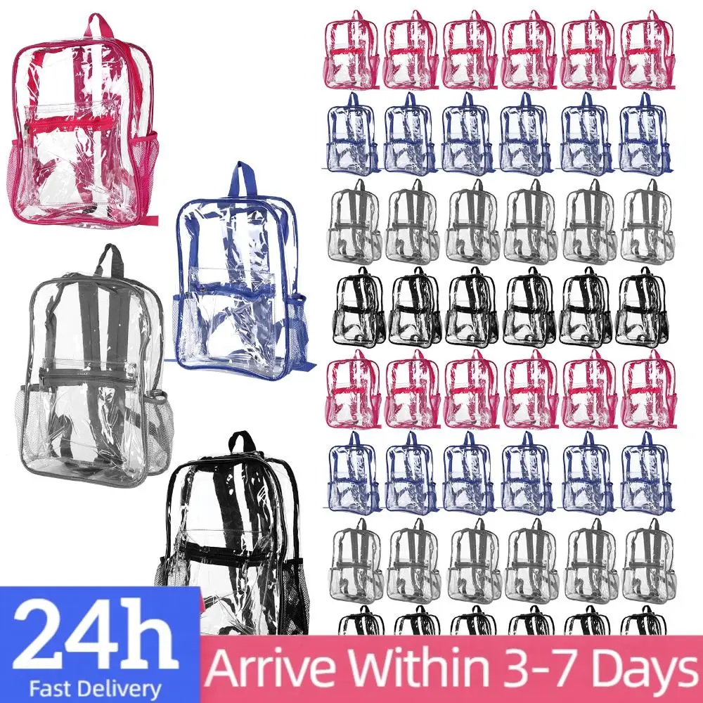 

48/72 Pack PVC Through Bags Heavy Duty See 15 Inch Transparent Backpack for College Travel Sport Work Stadium Approved