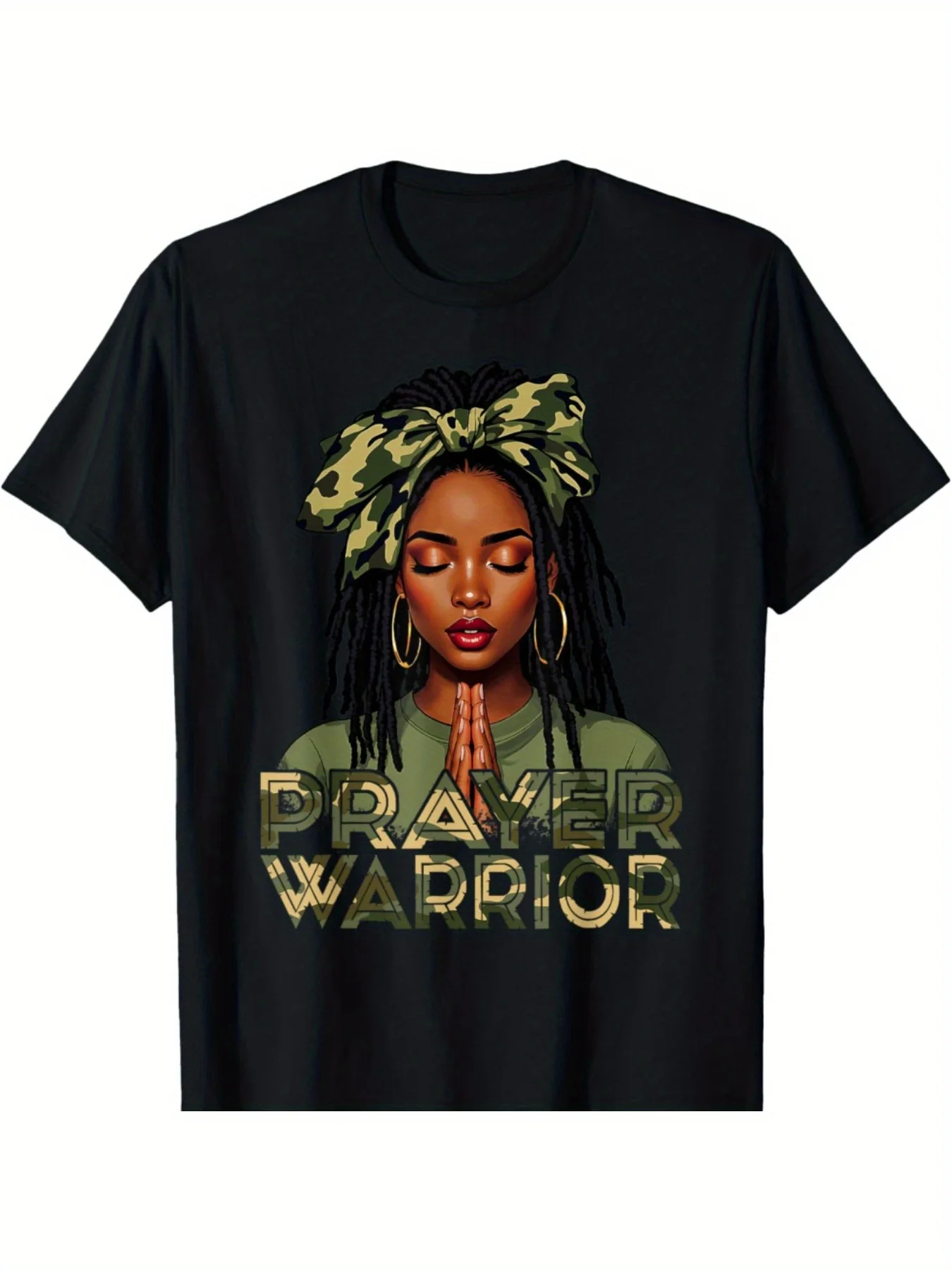 

Футболка-бандана Prayer Warrior Locs с христианским камуфляжем, 100% хлопок, влагоотводящая легкая футболка с жирной графикой молитвенного воина
