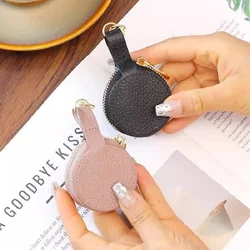 Women'S Simple Genuine Leather Jewelry Box Ring Storage Packaging Earrings Cowhide Zipper Small Pouch Jewelry Case Accessories