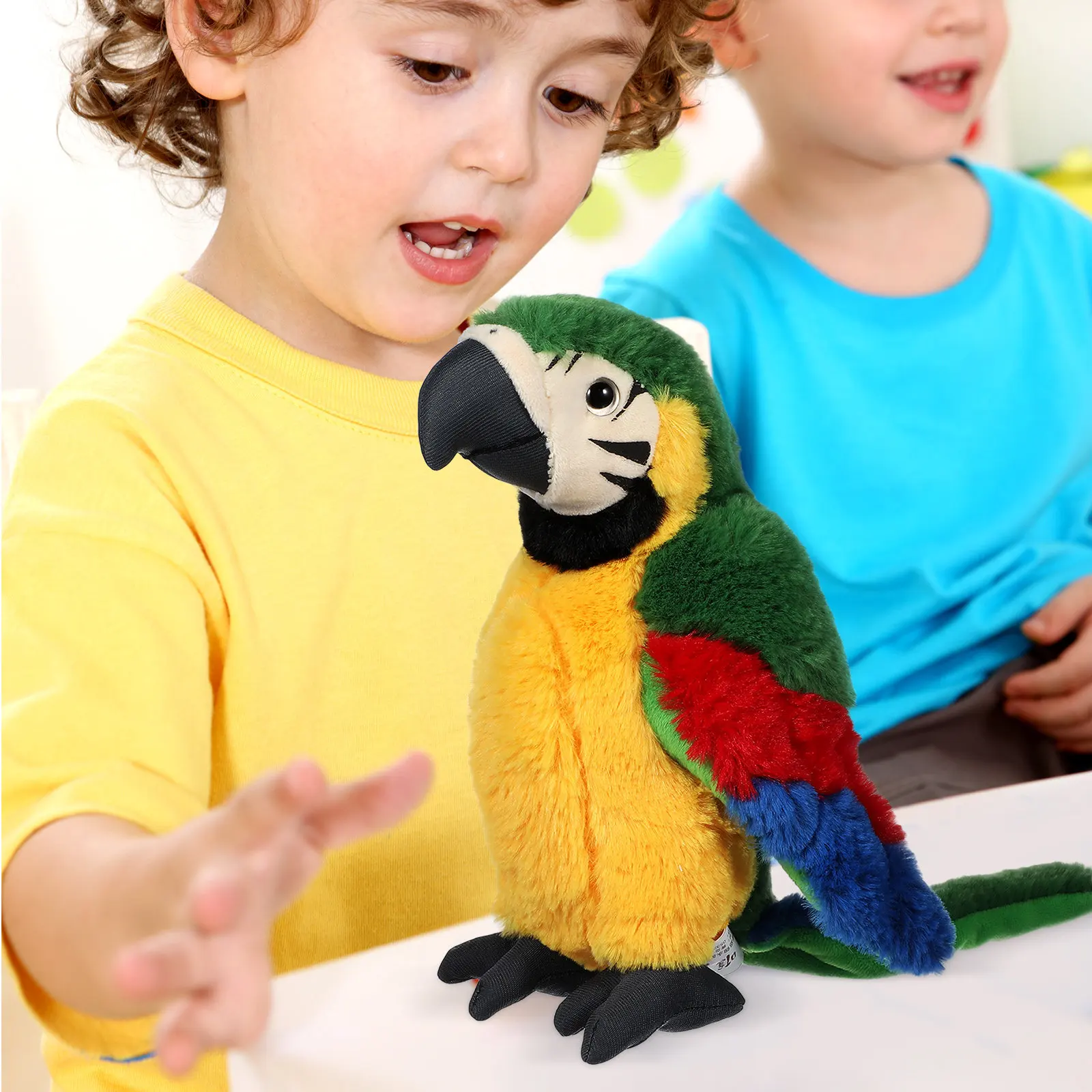 Vivid Stuffed Parrot Animal Plushie for Children Expressive Eyes Plump Shape Easy Washable Safe Bird Decoration Home Office