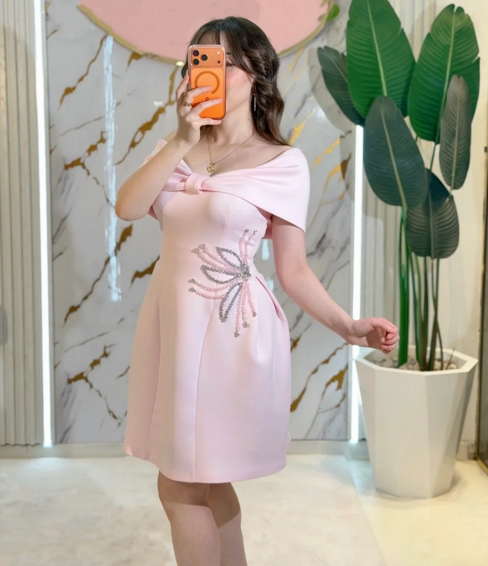 

Индивидуальный пошив: высококачественное женское вечернее платье с блестками, открытыми плечами, короткое, на заказ, для особых случаев, элегантное, для вечеринок, в современном стиле