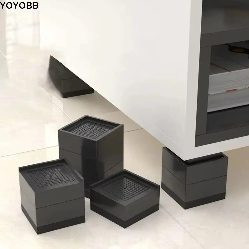 

4 шт., черная мебельная подставка для ног, L-образная амортизирующая подушка для увеличения высоты, износостойкая, влагостойкая, противоскользящая подушка