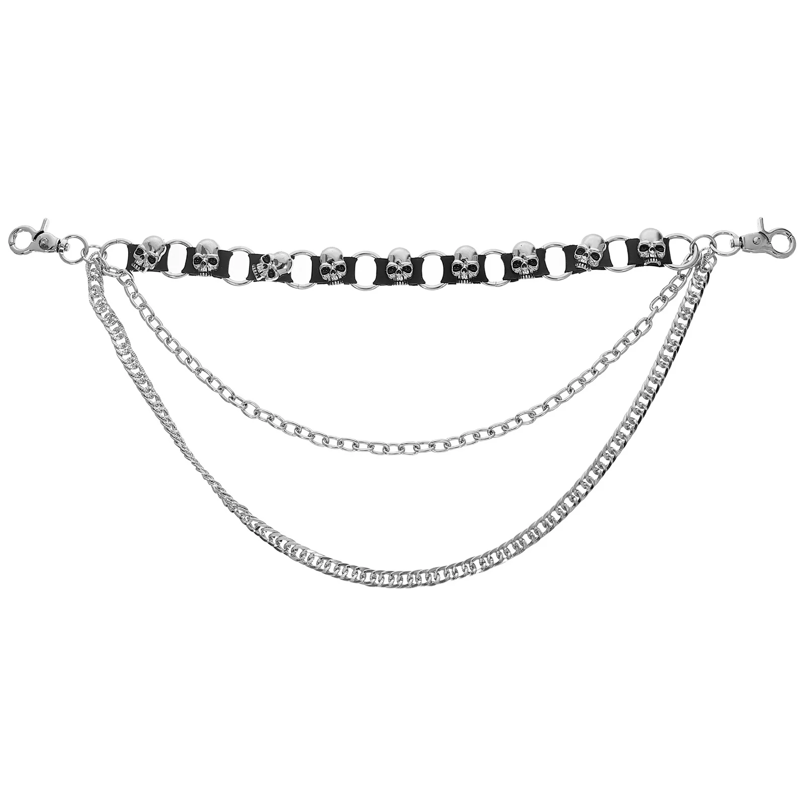 

Skull Pants Chain Multi-Layered Punk Hip Hop Rock Charm Metal Jeans Chain Party Daily Wear Trouser Accessory Alternative Jewelry