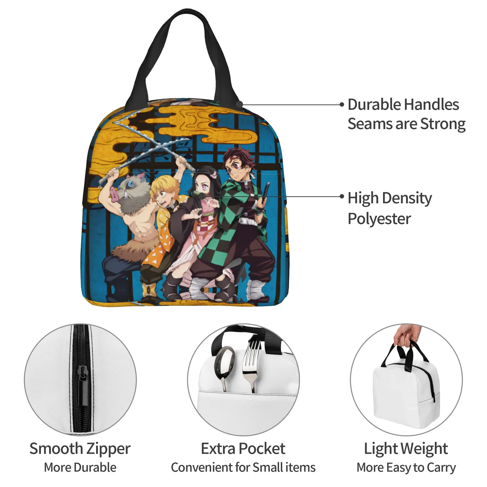 Custom Demon Slayers Insulated Lunch Tote Bag for Women Men Manga Resuable Thermal Cooler Food Lunch Box Work School Travel view 4