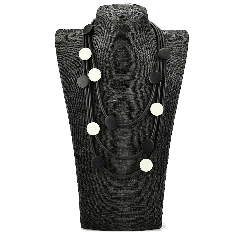 UKEBAY Mehrschichtige Statement-Anhänger-Halskette aus Gummi für Frauen, Boho-Modeschmuck, einzigartige Halskette für Party, Festival und Alltag. – Detail 7