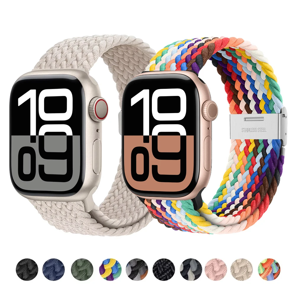 Armband für Apple Watch 10 Band 46 mm 45 mm 42 mm 44 mm 49 mm 40 mm 41 mm geflochtenes Schlaufen-Correa-Armband iWatch-Serie 8 9 7 5 SE 6 4 Ultra