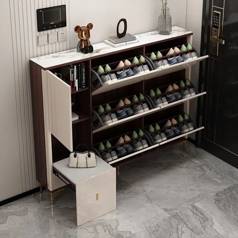 

Adjustable Large Storage Shoe Cabinet Wooden Multifunctional Shoe Rack Cabinet Modern Slim Shoe Racks Organizer