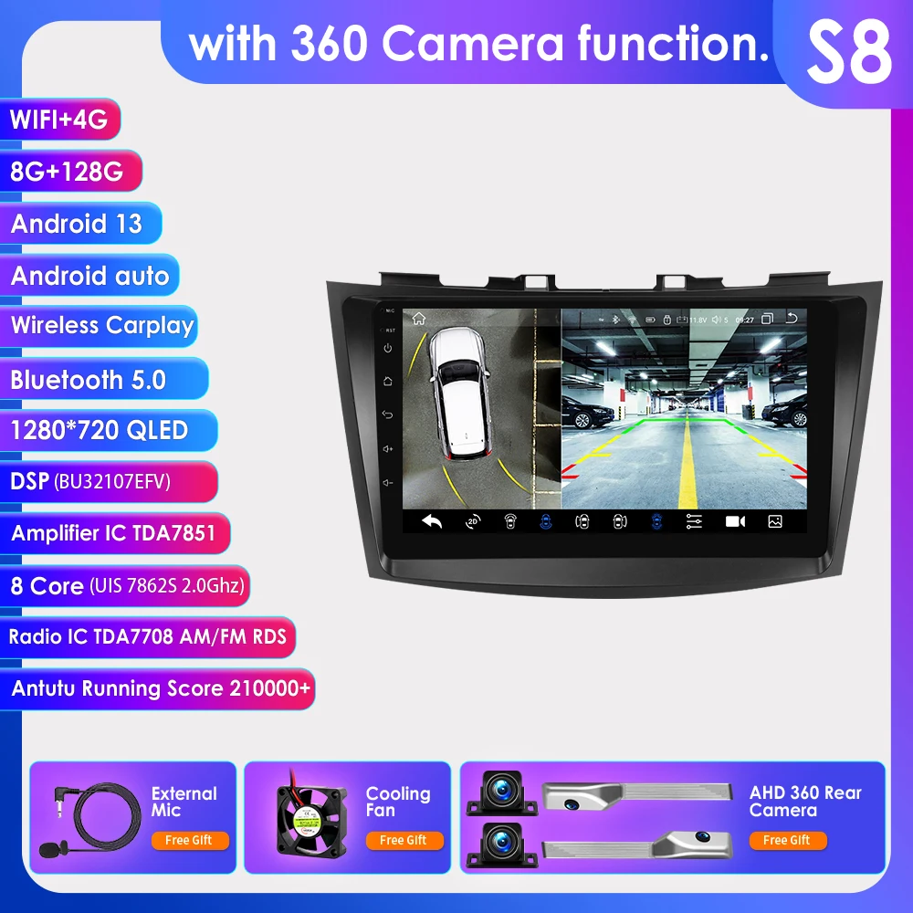 Android 12 Autoradio Auto Stereo Multimedia Speler Voor Suzuki Swift 4 2011-2015 Auto 2 Din Gps Navi Video Carplay 9 Inch 8G 128G