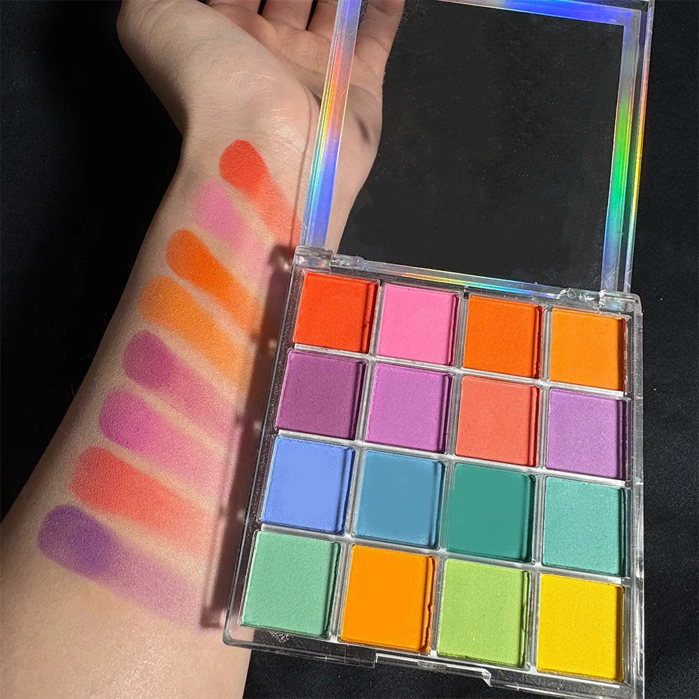 Paleta de sombra de ojos en polvo para uñas, 16 colores, pigmento degradado iridiscente, polvo para fiesta, maquillaje Y2K, polvo decorativo para uñas y cuerpo