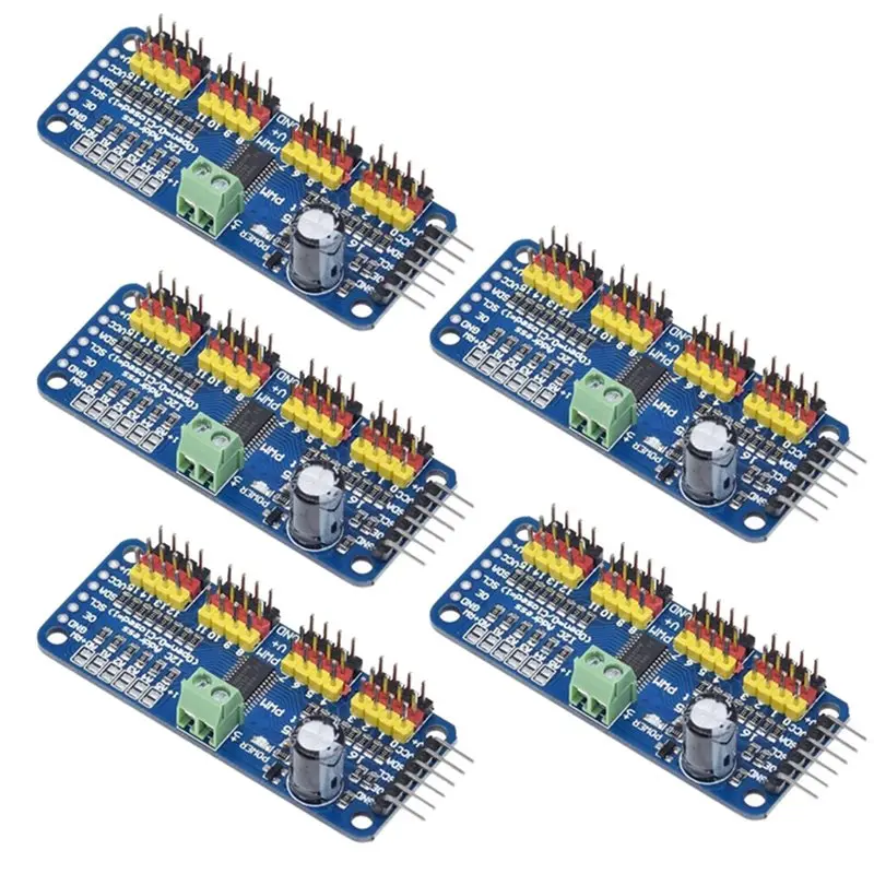 ABKI-PCA9685PW 5Pcs 16 Channel 12-Bit PWM Servo Shield Driver I2C Interface Module For Raspberry Pi PCA9685
