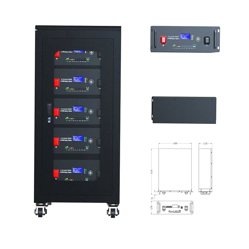 Customized 48v 100ah 200ah 5kw 10kwh Packs Backup Energy Storage Lifepo4 Rack Mount Lithium Ion Batteries Solar Battery